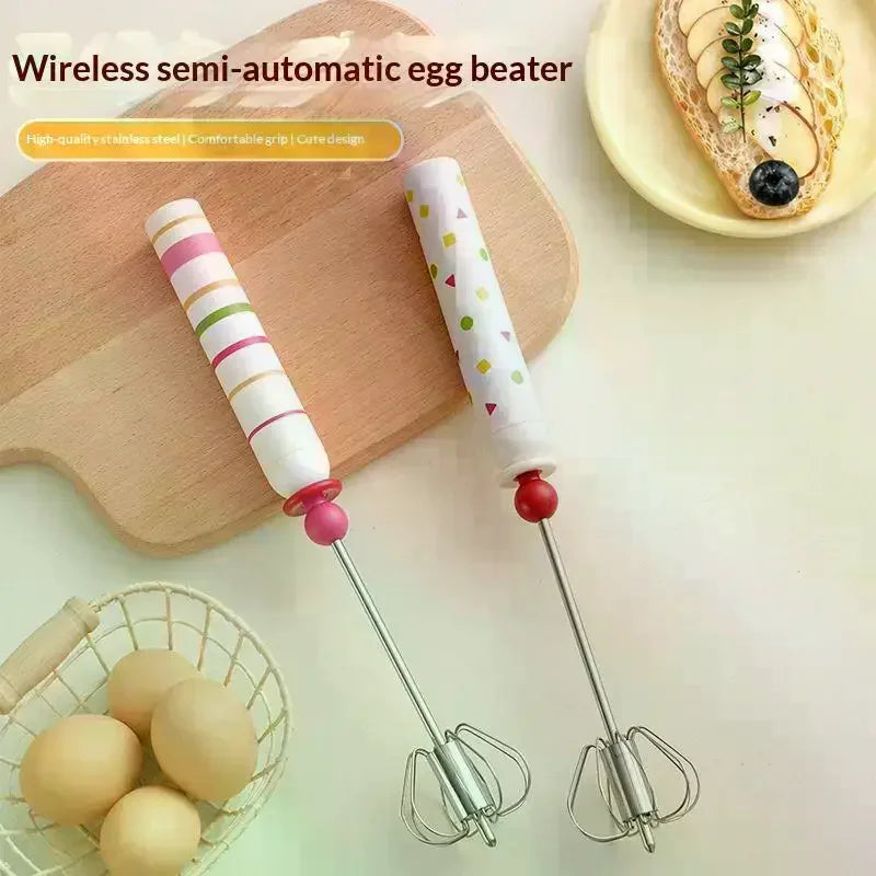 Household Manual Semi-automatic Egg Beater Stainless Steel Durable Cream Whisk for Bakery Pastry Cake Making Home Use Oasis Select