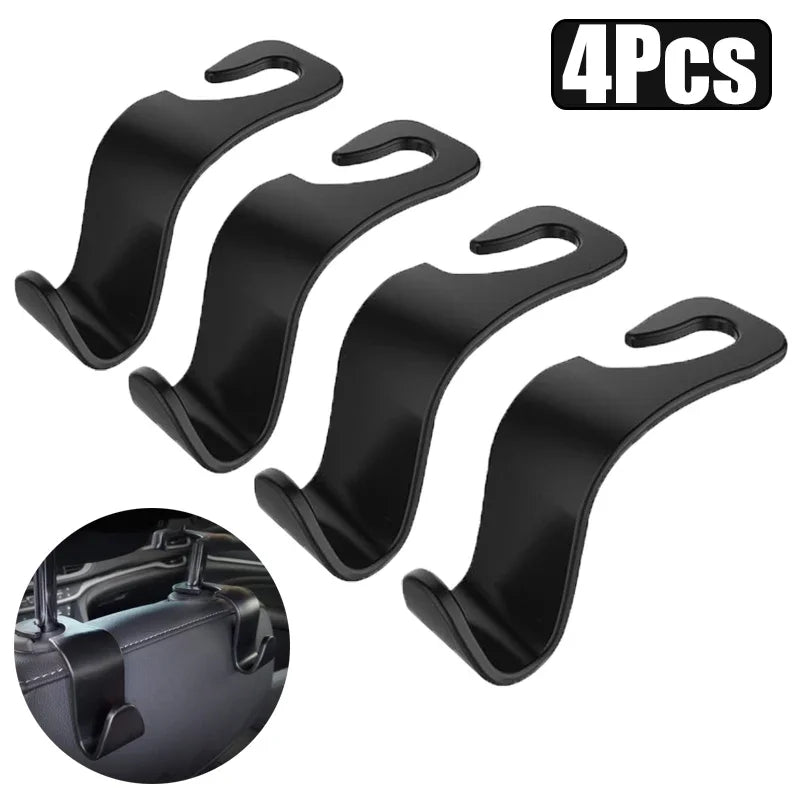 1/2/4Pcs Universal Auto Seat Headrest Hook Storage Hanger Car Vehicle Back Seat Organizer Holder Car Interior Accessories Oasis Select Black 4Pcs