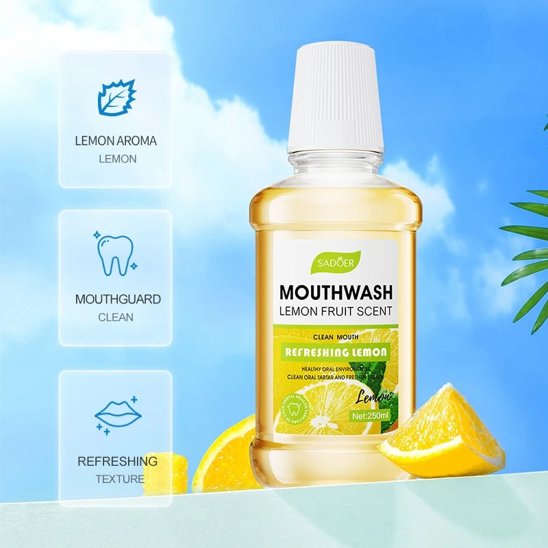 SADOER 250ml Plant Extract Mouthwash | Lemon Mint Peach Flavored Mouthwash Oasis Select