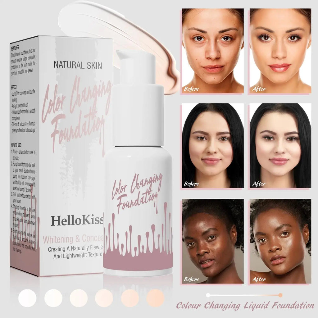 Temperature Changing Liquid Foundation Oil Control Brightening High Coverage Concealer Korean Base Makeup Long Lasting Oasis Select