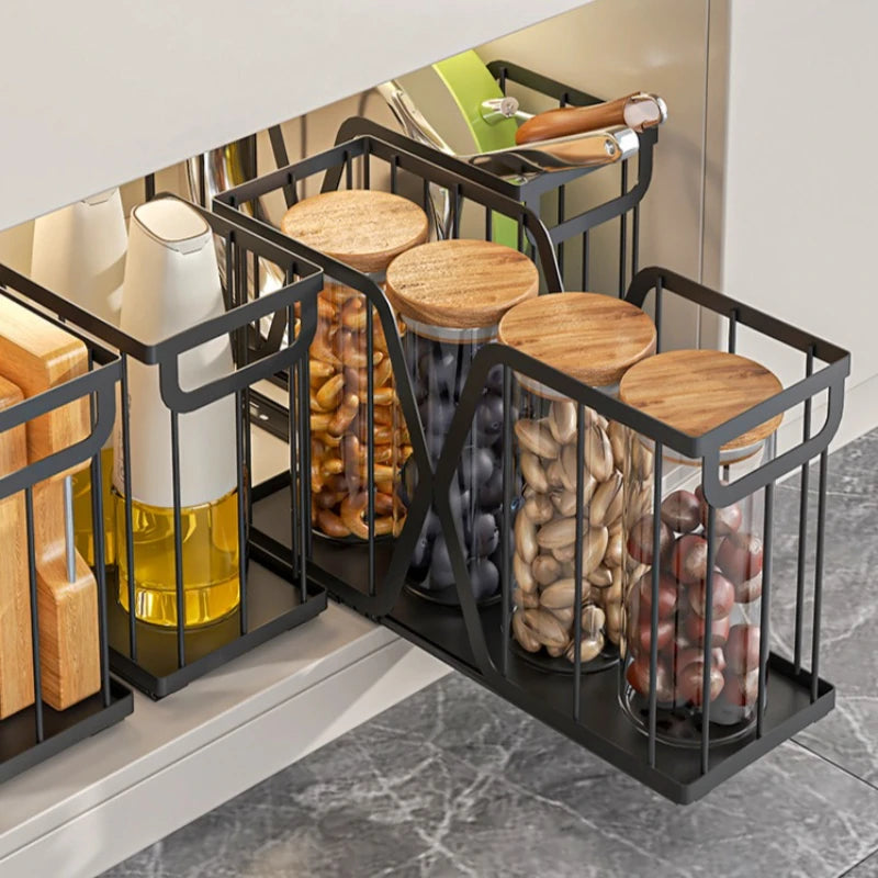 Kitchen pot storage basket pull-out rack narrow slot sundries spice rack storage sink cabinet pull basket Oasis Select