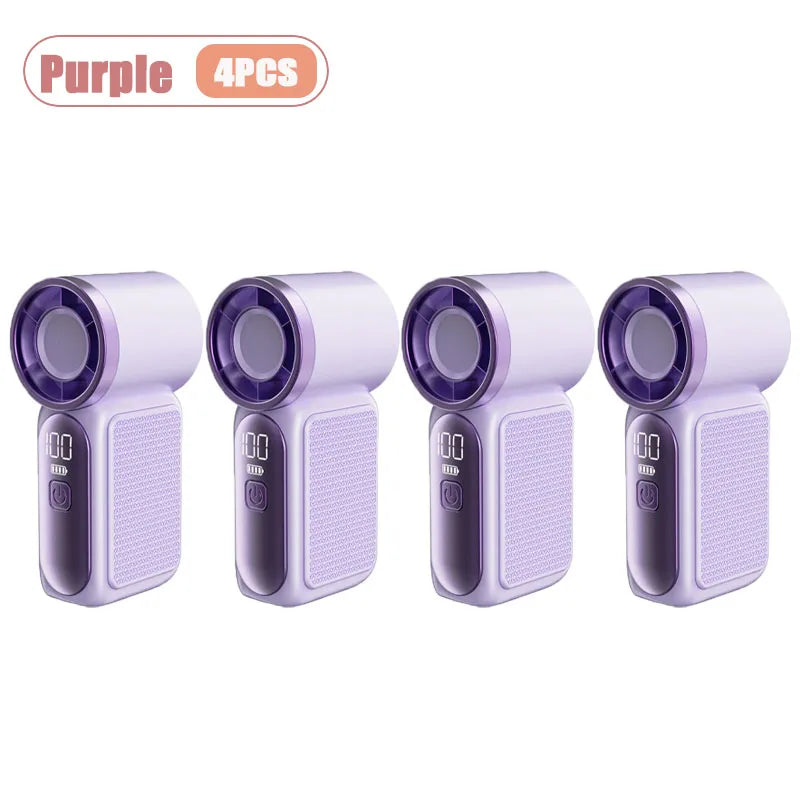 Long Lasting Turbo Mini Handheld Fan USB Rechargeable Portable Outdoor Small Fan High Speed Powerful Airflow Cooling Gadget Oasis Select Purple-4PCS