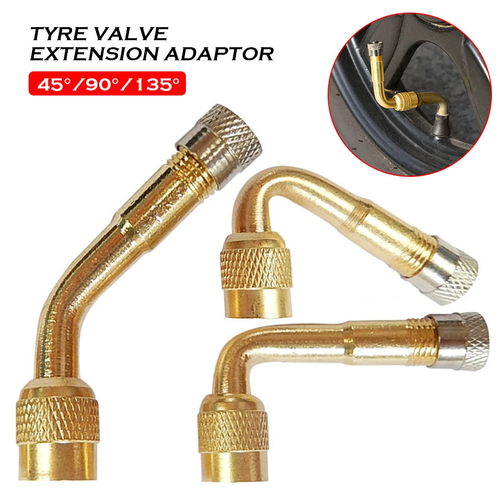 Motorcycle 45 90 135 Degree Angle Bent Valve Adaptor Tyre Tube Valve Extension Adapter for Truck Car Moto Bike Motorcycle Oasis Select