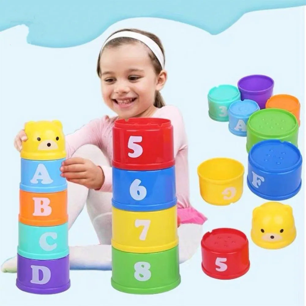 Baby Montessori Cup Stacking Toys Beach Pool Bathtub Educational Toys for Toddler Infant 0-12 Month Xmas Gift Oasis Select