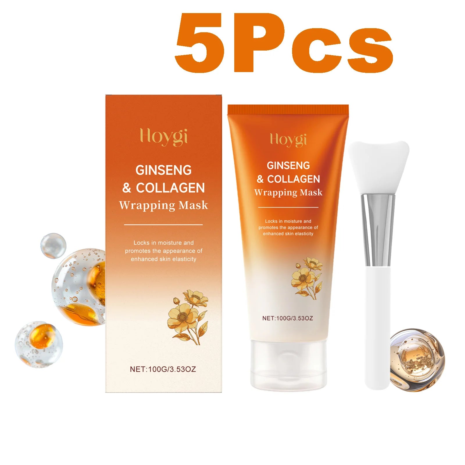 Hoygi Ginseng Collagen Peel-Off Mask – Firm & Brighten Skin Peel-Off Face Mask Oasis Select 5 x 100g Boxed
