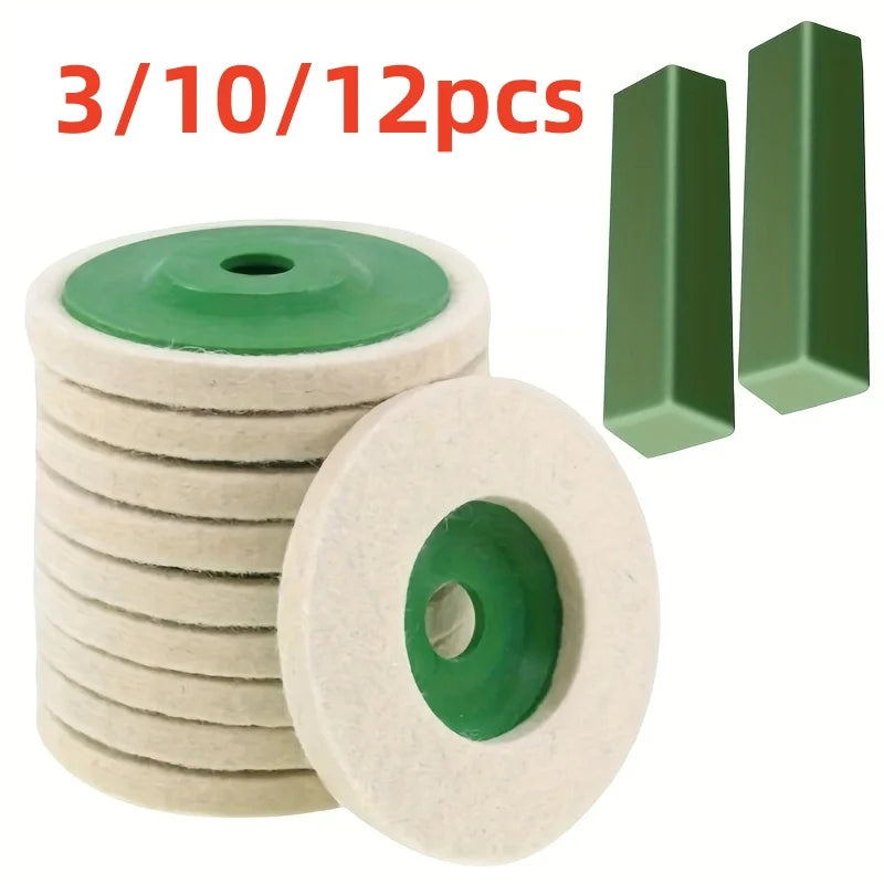 4" Wool Polishing Wheel Discs for Angle Grinder – 3-12 Pack Polishing Grinding Disc Oasis Select