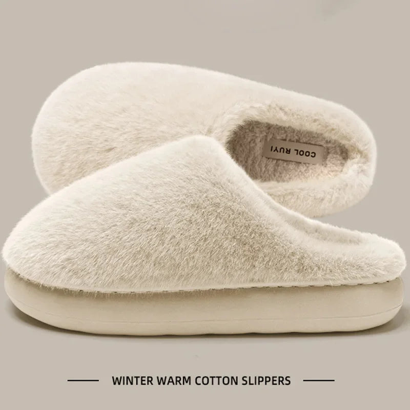 Winter Women's Faux Fur Warm Slippers-Plush Toe-Cover Slip-Resistant Cotton House Shoes,Soft Cozy Indoor Slides with Thick Sole Oasis Select