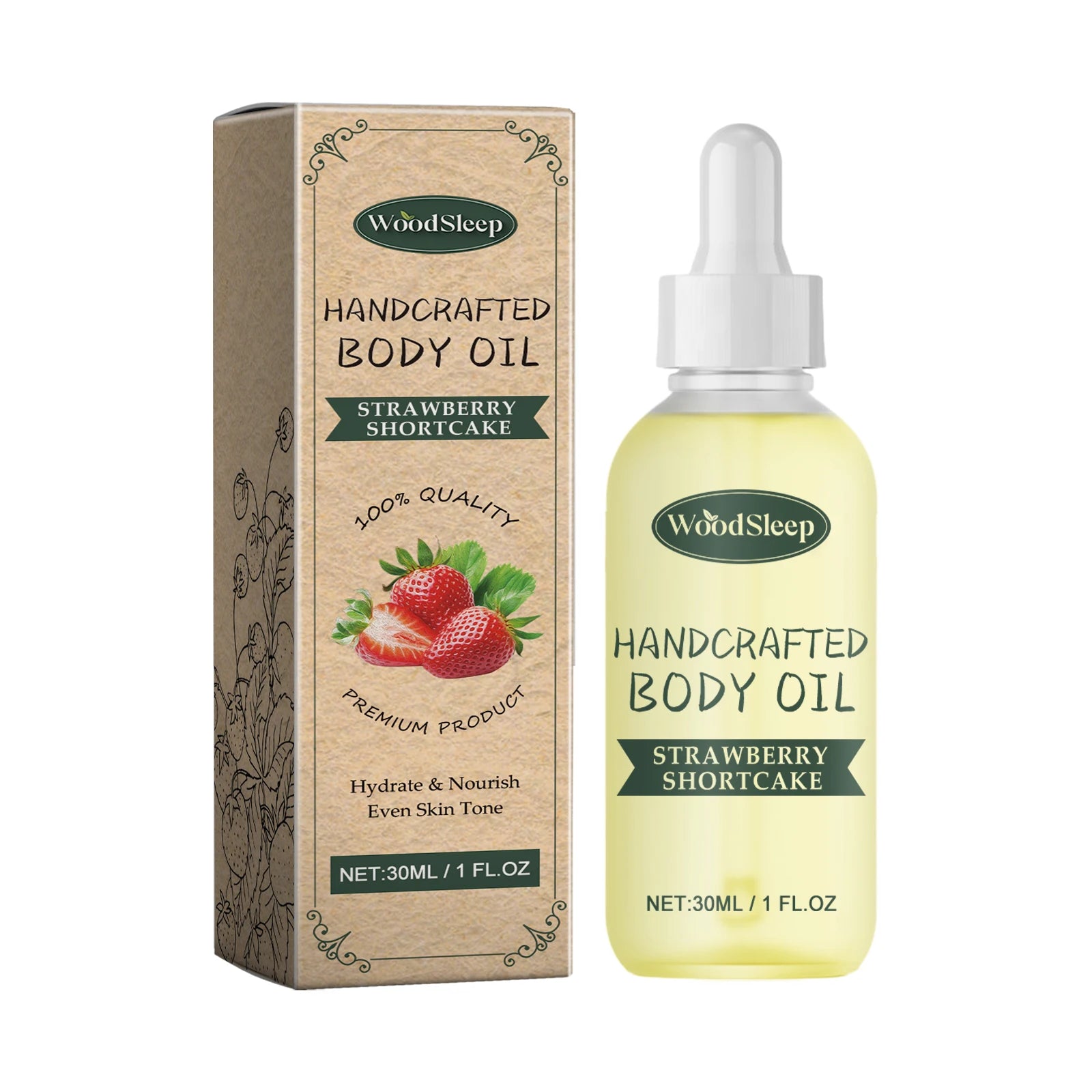 WOODSLEEP Strawberry Body Oil – Firm Skin & Even Skin Tone 30ml Body Firming Oil Oasis Select 30ml