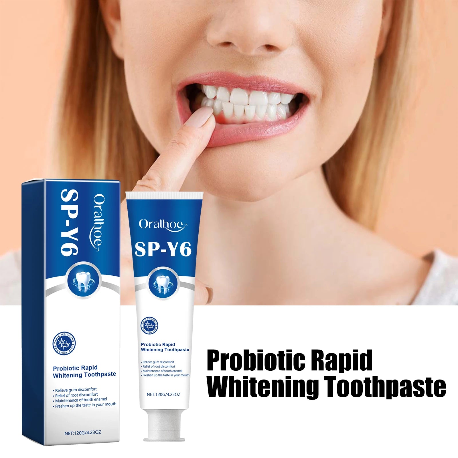 Oralhoe Probiotic W-hitening Toothpaste Fresh Breathing Deep Cleansing Remove Yellow Plaque Stains Teeth Brightening Toothpaste Oasis Select