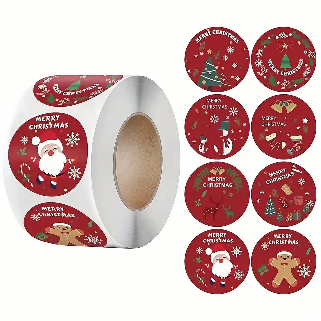 500pcs/roll, Merry Christmas Stickers, Christmas Themed Seal Label Stickers, DIY Gift Bake Wrap Envelope Stationery Decoration Oasis Select 1 roll