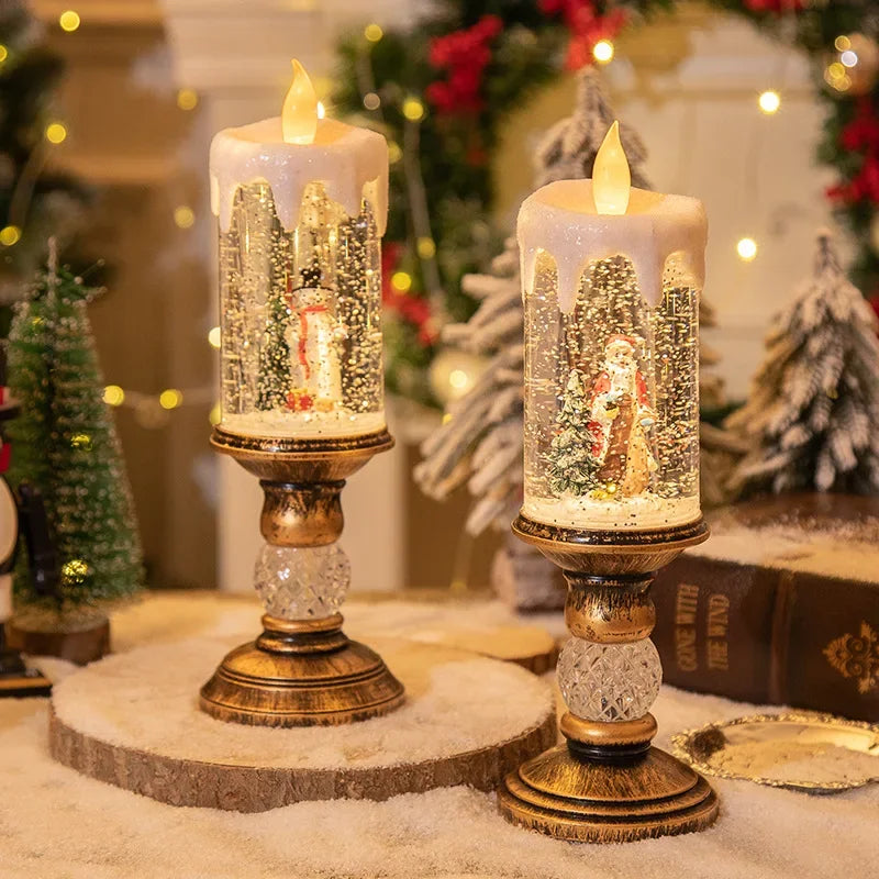 Christmas Decorations Candles Christmas Crystal Snow Lights Children's Birthday Christmas Gifts Scene Layout Holiday Decoration Oasis Select