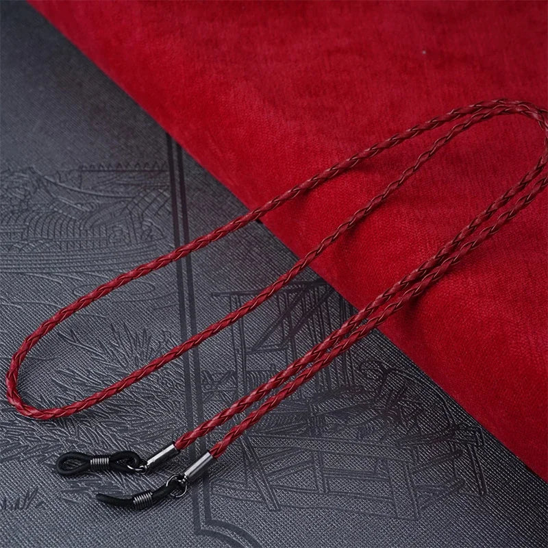 Multi-color Sunglasses Hanging Chain Twist Glasses Rope Leather Rope Chain Outdoor Sports Anti-slip Sunglasses Chain Accessories Oasis Select 1pc-red