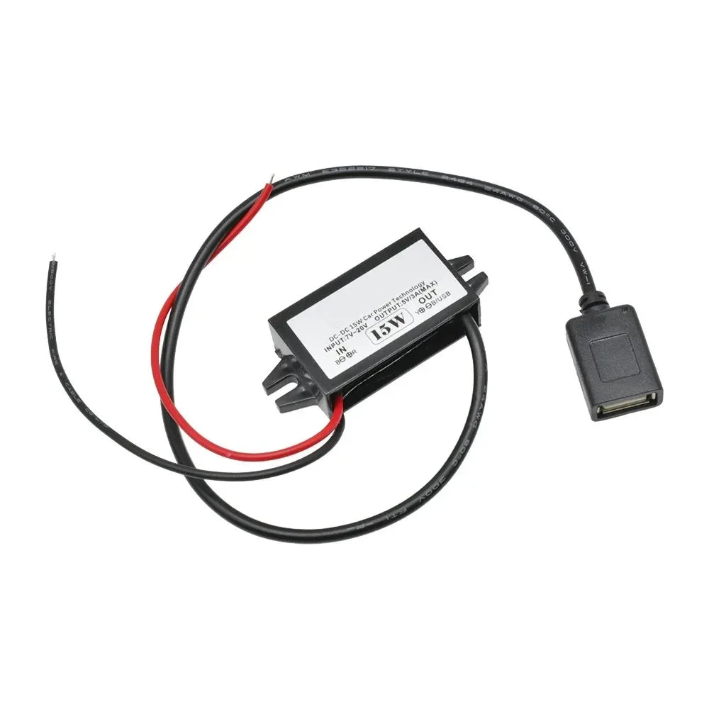 Car Power Converter DC-DC12V 24V to 5V 3A 15W Step Down Module Power Adapter USB-A Female/open Wire Connector/Type-C/dual USB Oasis Select Single Female USB 12V24V 5V3A