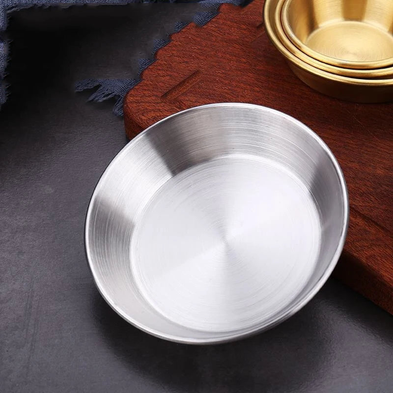 4pcs Golden Sauce Dish Appetizer Serving Tray Stainless Steel Sauce Dishes Spice Plates Kitchen Supplies Plates Kitchen Supplies Oasis Select
