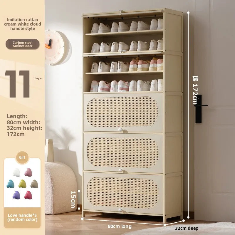 Multi-layer locker at the entrance of the home, large-capacity storage cabinet, dust-proof shoe rack, small narrow bamboo. Oasis Select 11-80