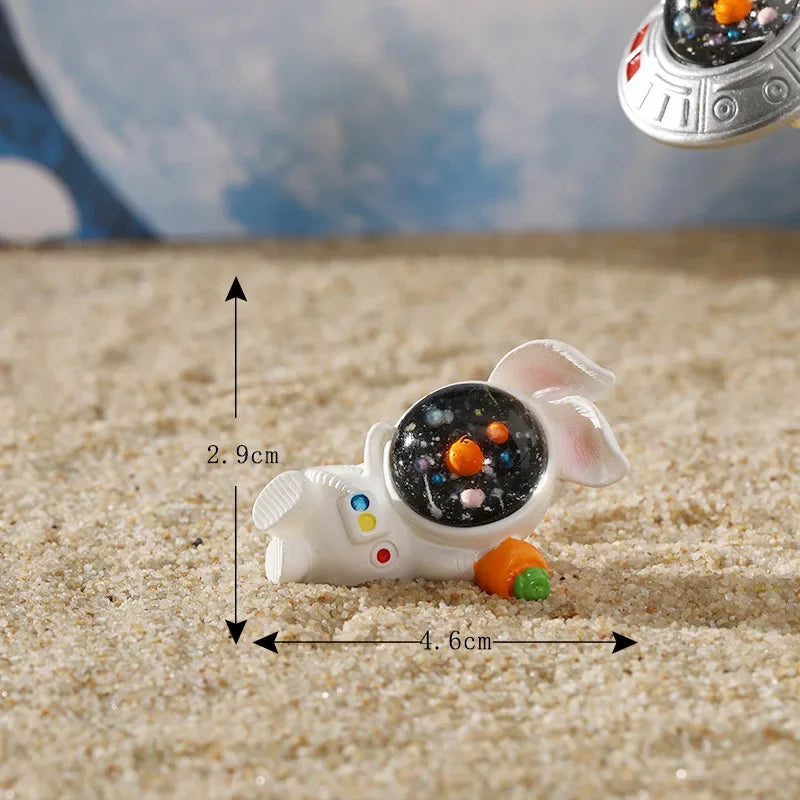 Figurines Miniature Cute Cartoon Astronauts Bunny Micro Landscape Ornaments for Home Decorations Rabbit Crafts Room Desk Decor Oasis Select 18