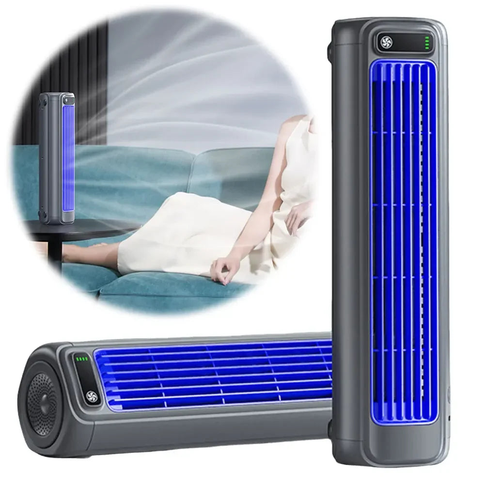 Portable Tower Fan 3 Speeds Air Conditioner Fan Quiet Wall Mount Air Cooler Leafless Fan for Home & Office Desktop Standing Fan Oasis Select