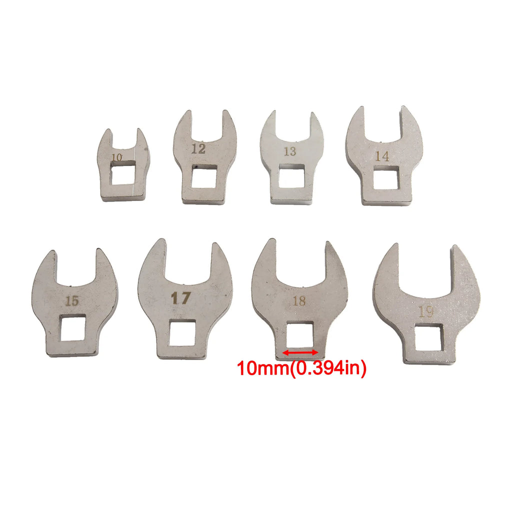 8Pcs 3/8In Drive Crowfoot Wrench 10 To 19mm Metric Foot Open End Spanner Metric Hardware Tool Wrench Oasis Select