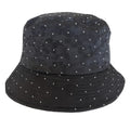 Elegant Floral Print Women Bucket Hat Rhinestone Decor Breathable Floral Print Fisherman Hat Sunscreen Protection Comfortable Oasis Select Black