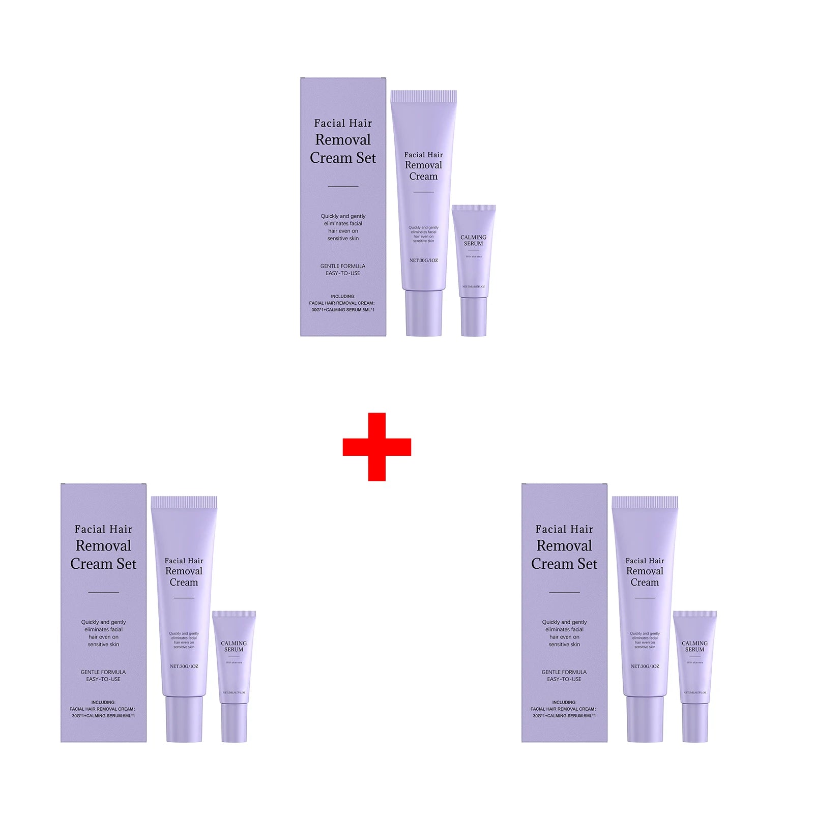 Facial Hair Removal Cream Set Painless Hair Removal Gentle and Non-irritating Remove Mustache Smoothing Moisturizing Face Care Oasis Select 3 Set