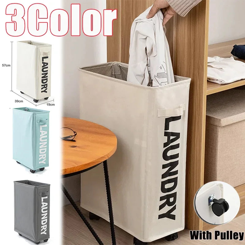 Foldable Laundry Basket Dirty Clothes Basket Clothes Storage Box Yoga Storage Sundries Box with Wheels Bathroom Accessories Oasis Select