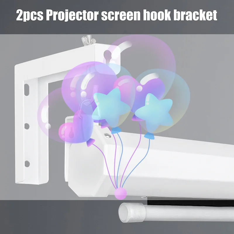 Universal Adjustable Projector Screen Mounting Hook Projection Screen Wall Hanging L-Bracket Movie Screen Curtain Mount Hook Kit Oasis Select