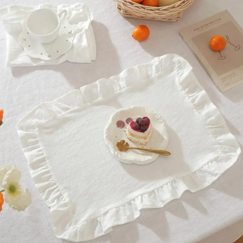 Pink Blue Stripe Ruffle Placemat – Kitchen & Dining Table Decor
