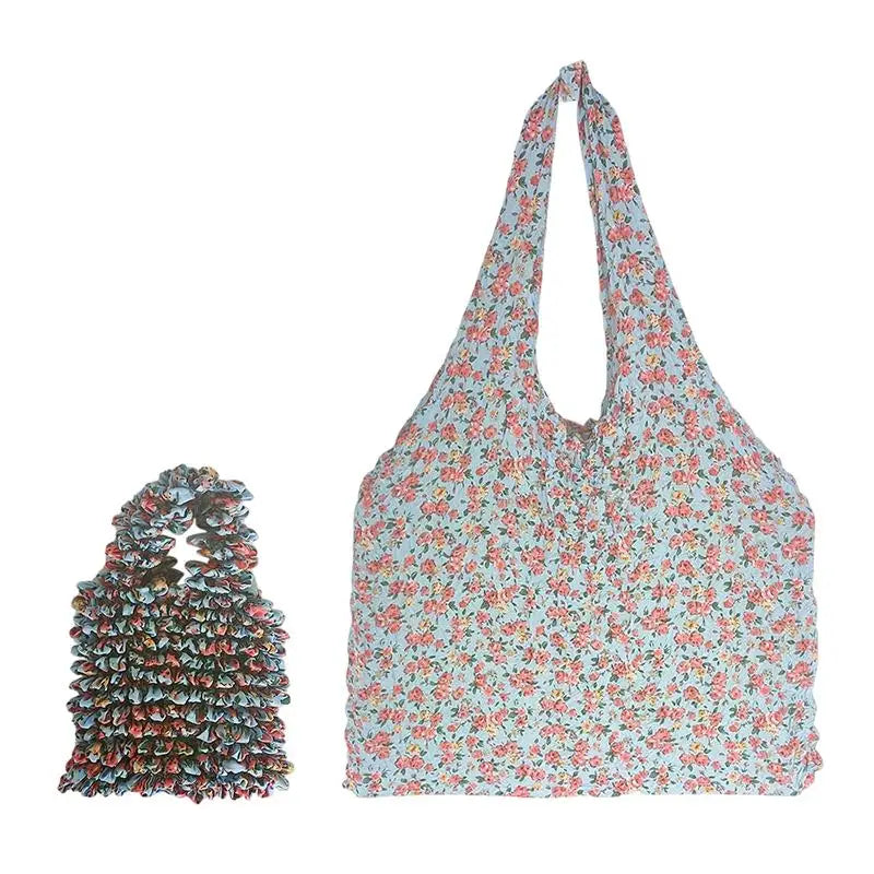 Flower Expansion Fold Pleated Flexible Stretch Mini Shopping Bag Large Capacity Bubble Elastic Portable Handbag Storage Bag Oasis Select A4
