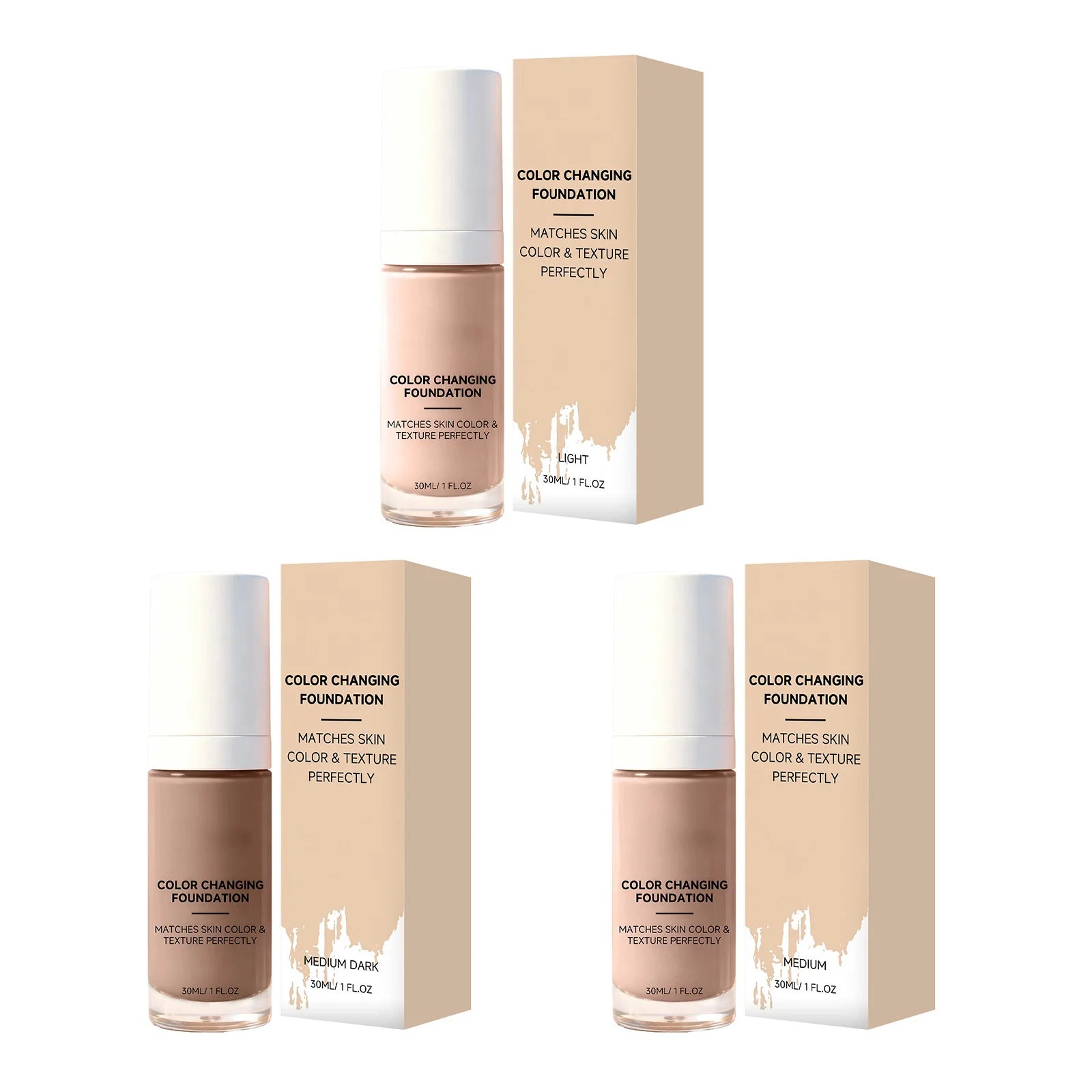 Color Changing Foundation – Full Coverage Waterproof Liquid Liquid Foundation Oasis Select