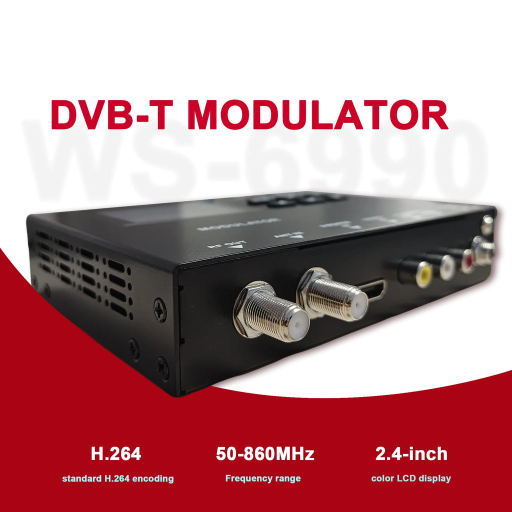 DVB-T modulator, MPEG-4 AVC/H.264 encoding and modulation capabilities, audio and video signal conversion to DVB-T RF output Oasis Select