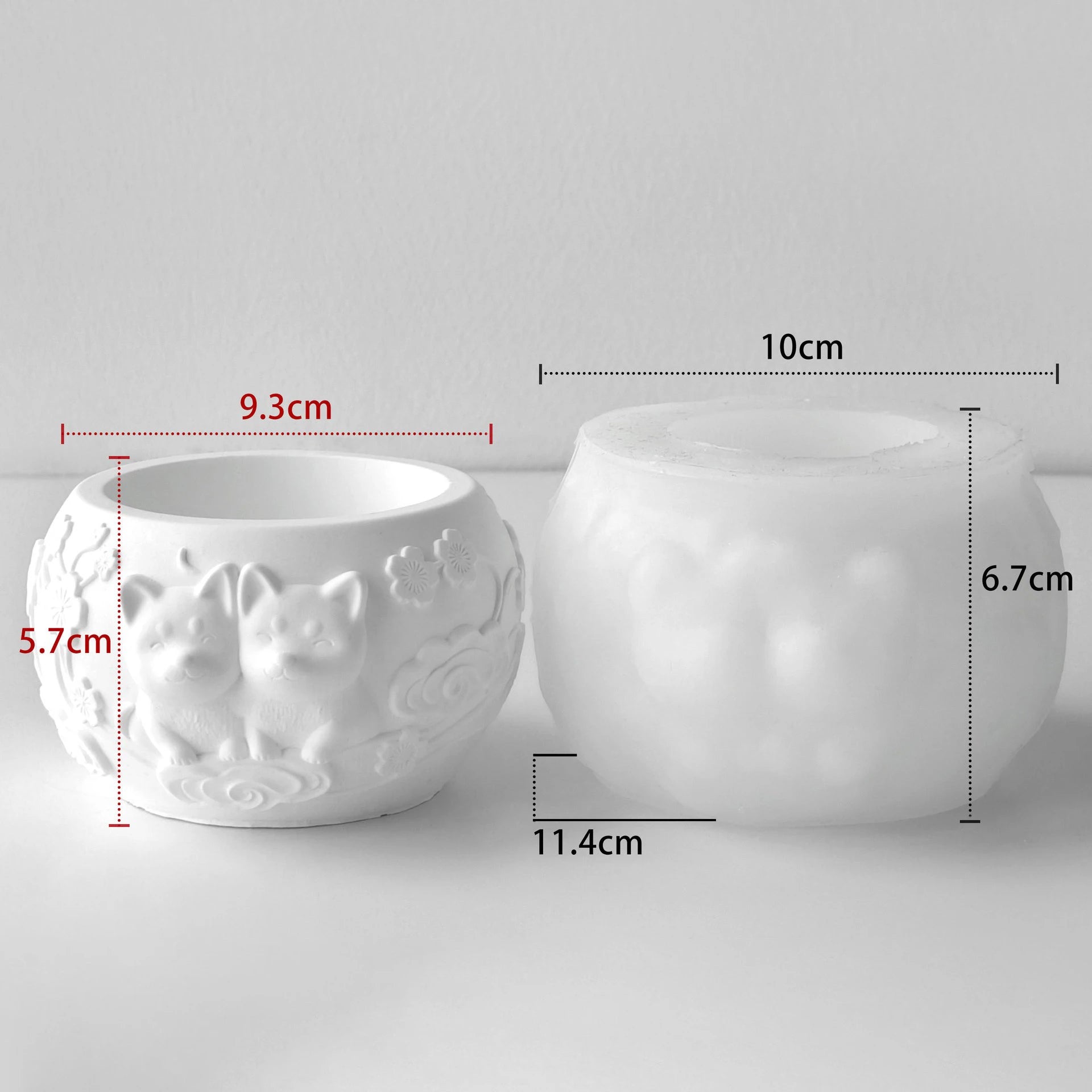 Animal Gypsum Flowerpot Silicone Mold DIY Cat And Dog Relief Ceramic Drip Pot Mold Oasis Select A