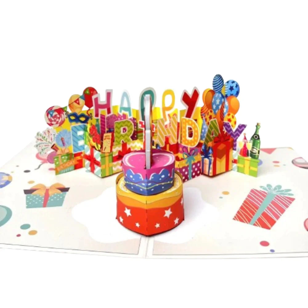 3D Pop-Up Musical Birthday Card with LED Blowable Candle