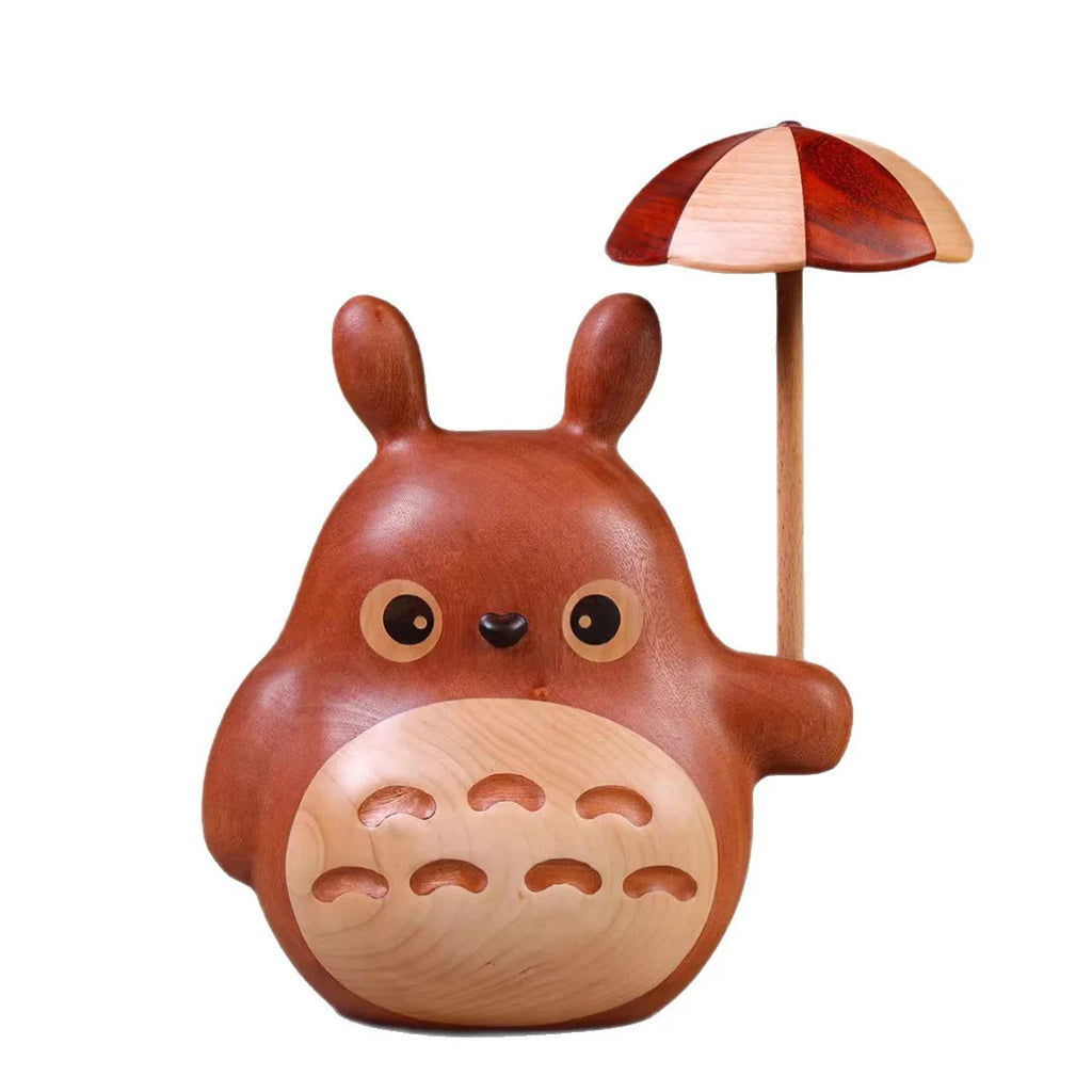 Solid Wood Creative Totoro Windmill Faceless Male Ornament Couple Gift Living Room Decoration Cartoon Music Box Birthday Gift Oasis Select