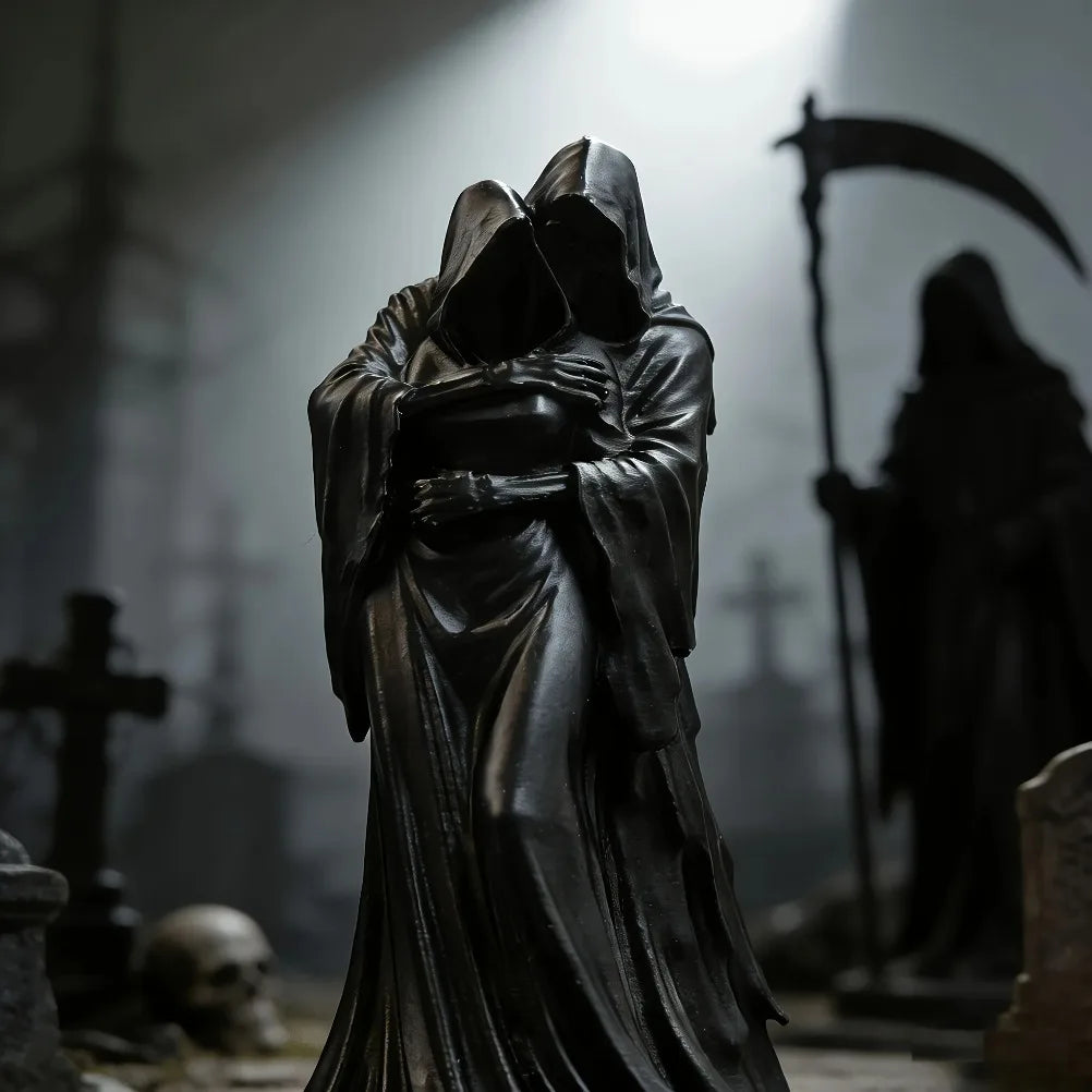 Gothic Grim Reaper & Skull Sculpture 3D Printed Dark Style Figurine Creative Ornament Desktop Bookshelf Halloween & Home Decor Oasis Select