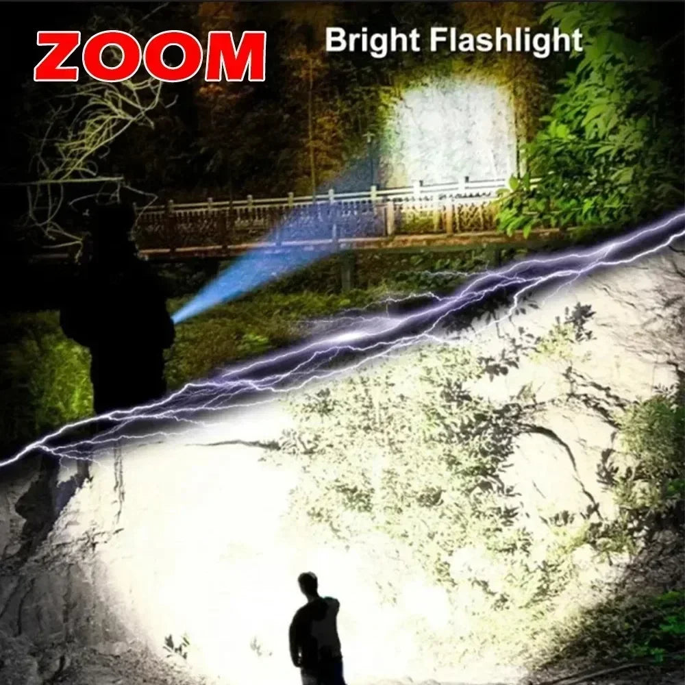 USB Rechargeable LED Zoomable Flashlight – 3 Modes, IPX-4