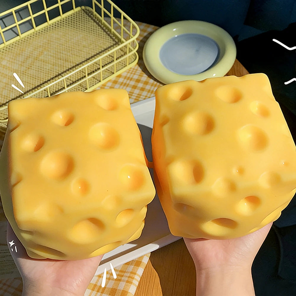 Cute Cheese Squeeze Toy | Soft TPR Mochi Squishy Fidget Toy