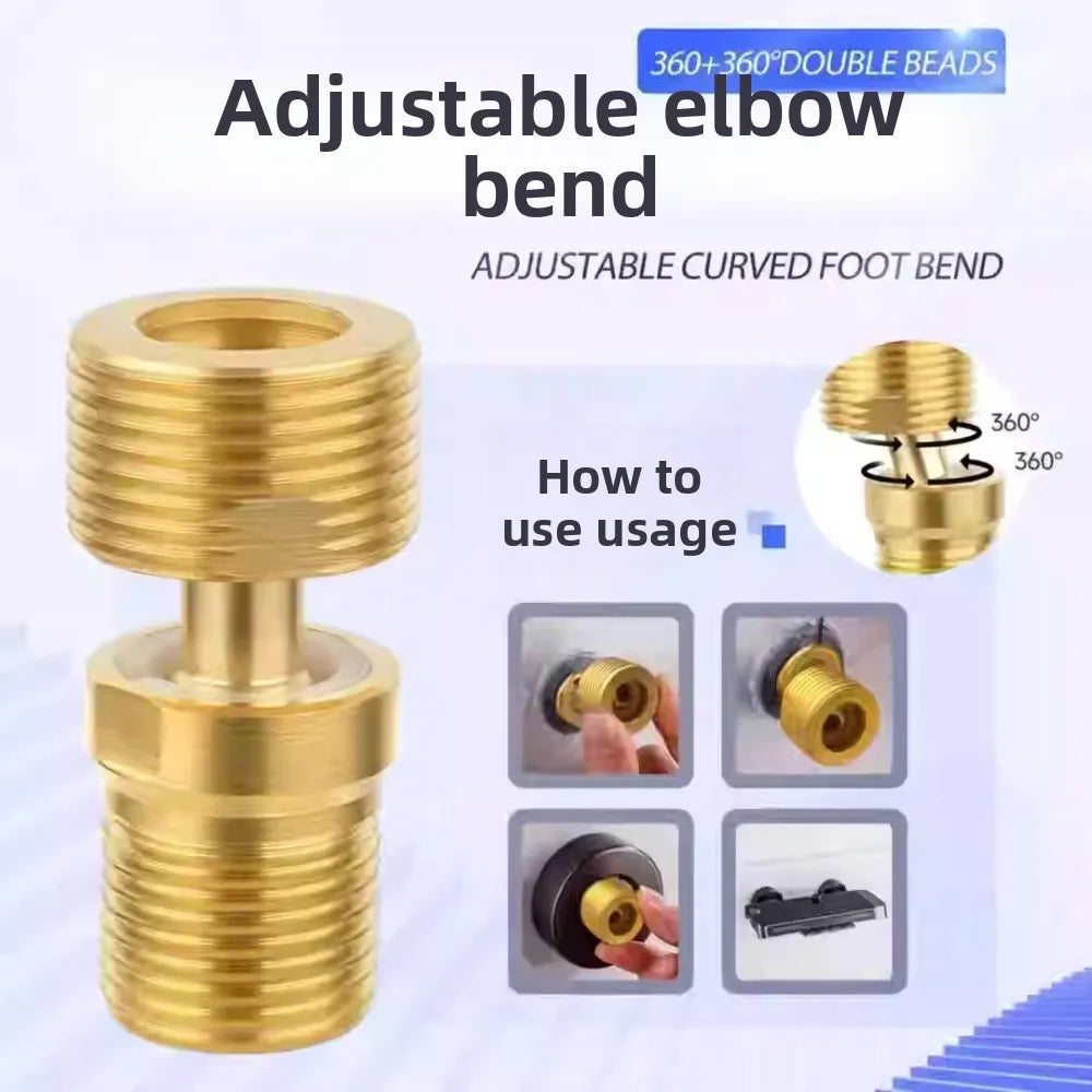 Copper Angled Curved Foot Lengthened Thickened Eccentric Screw Corner Wall Mounted Angle Adjustment Shower Faucet Adapter Oasis Select 2 pcs