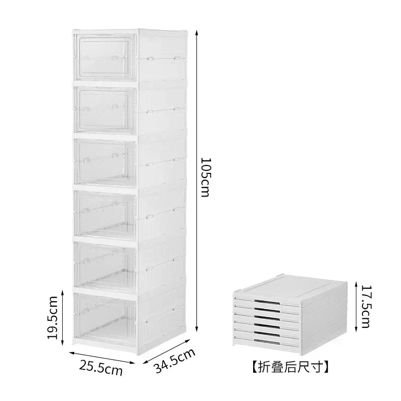 Installation-free thickened shoe box transparent shoe storage box shoe rack plastic foldable multi-functional shoe cabinet Oasis Select Six white