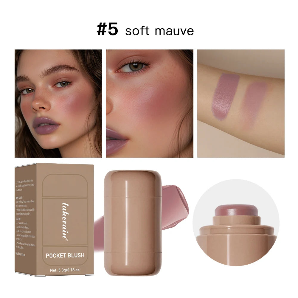 3-in-1Blush Stick Lasting Brightens Facial Cheek Stick Moisturizing Flash Lip Gloss Makeup Lip Gloss Face Rouge Oasis Select 5