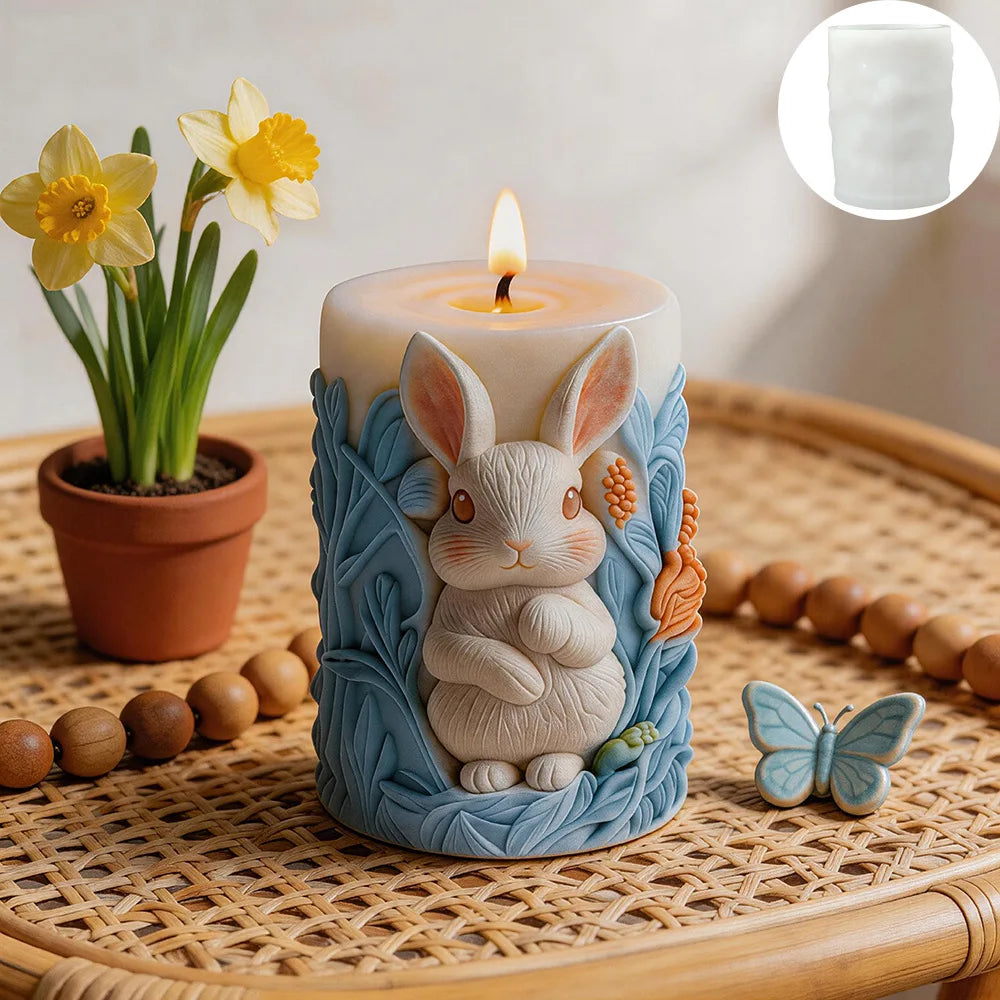 3D Cylindrical Easter Bunny Silicone Mold for DIY Handmade Aromatherapy Candle Home Decor Crafts Oasis Select