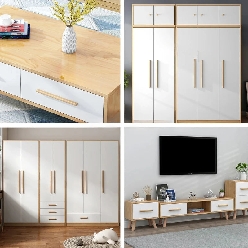 Natural Wooden Cabinet Handle Rubberwood Rural Drawer Knobs and Handles Wardrobe Pull Door Hardaware Oasis Select