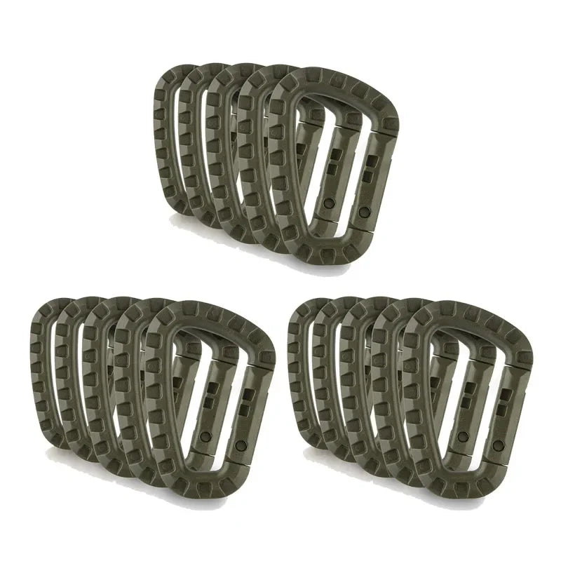 5/10/15Pcs Tactical Carabiner Clip Set Outdoor Steel Hook Camping Lock Daily Key Chain Keychain Buckle Backpack Bag Karabiners Oasis Select green-15pcs