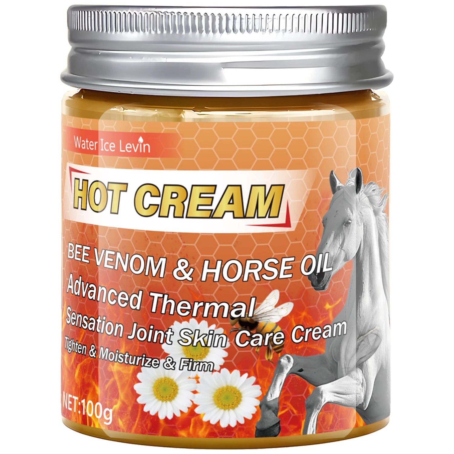 Advanced Thermal Bee Venom & Horse Oil Hot Cream for Joint Skin Care, Tighten & Moisturize & Firm. Oasis Select Orange 100g