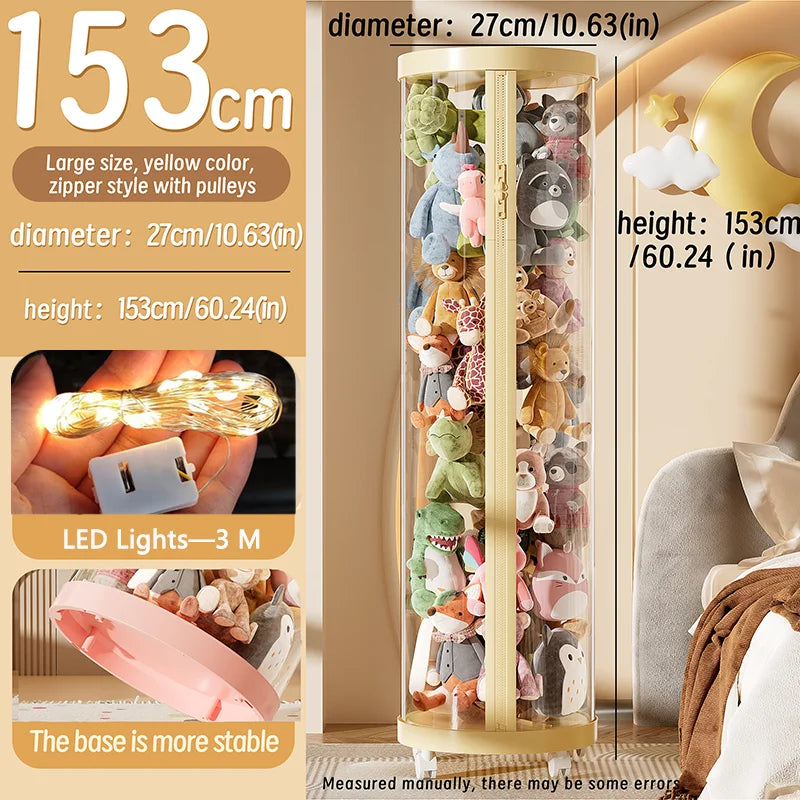 Transparent Doll Storage Box Plush Toy Organization Tube DIY Zipper
