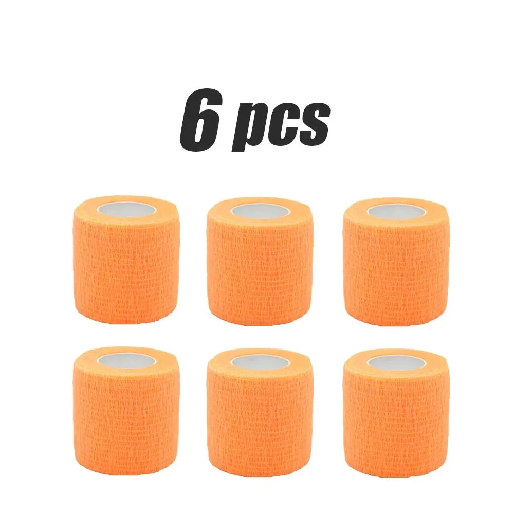 6pcs 5/7.5cm Hot SaleColorful Sport Self Adhesive Elastic Bandage Elastoplast For Knee Support Pads Finger Ankle Palm Shoulder Oasis Select 6pcs-light orange 7.5cmx4.8m