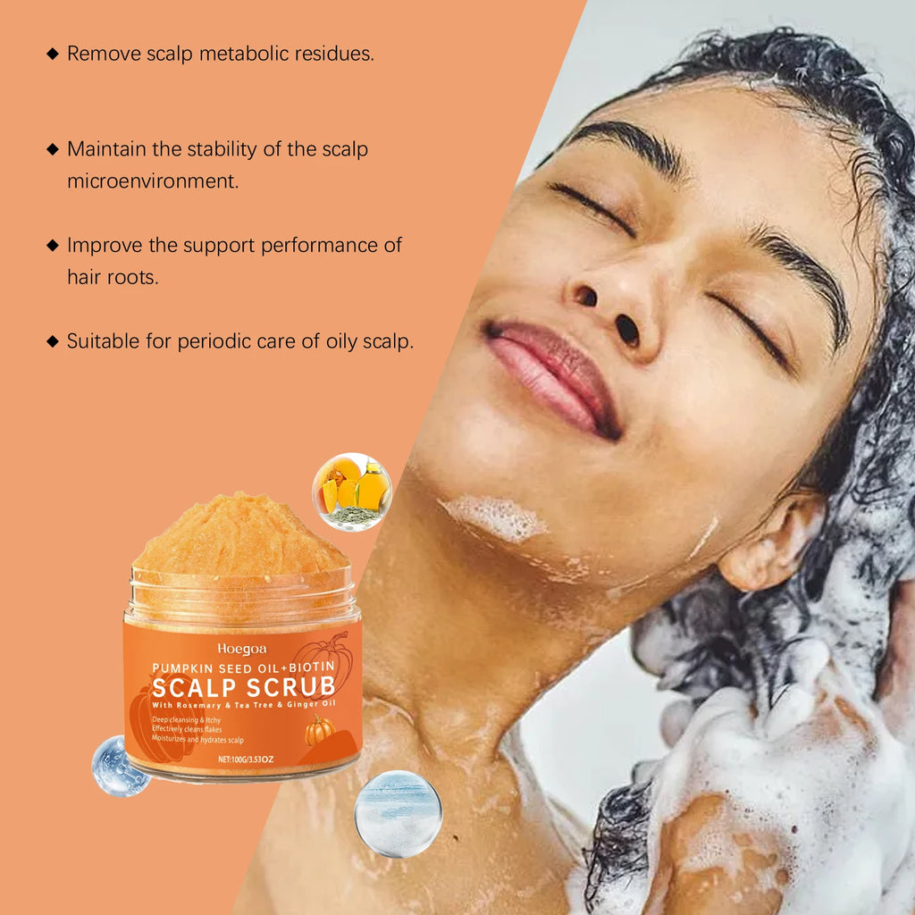 HOEGOA Pumpkin Scalp Scrub + Massage Comb | Tea Tree 100g