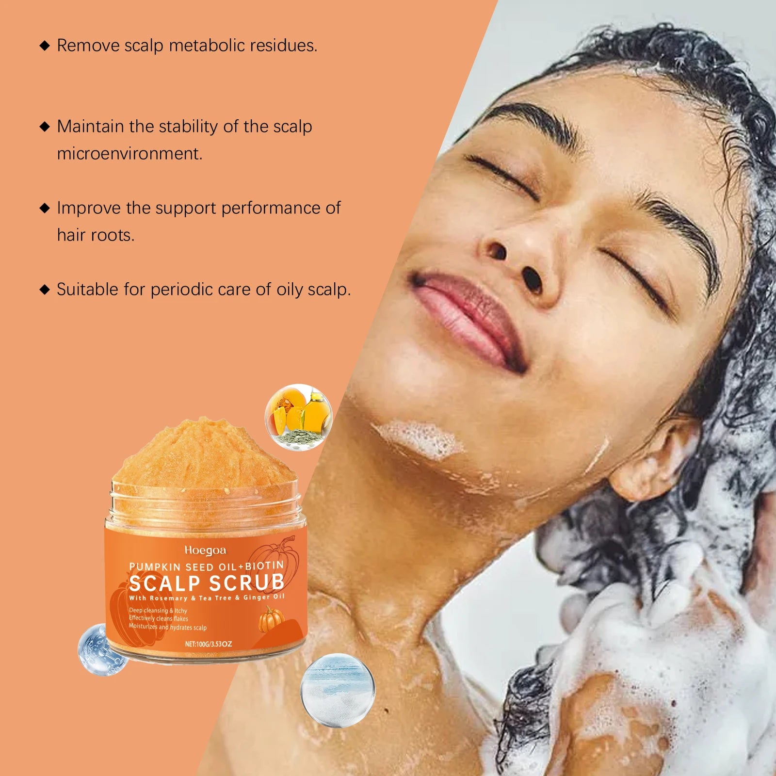 HOEGOA Pumpkin Scalp Scrub + Massage Comb | Tea Tree 100g