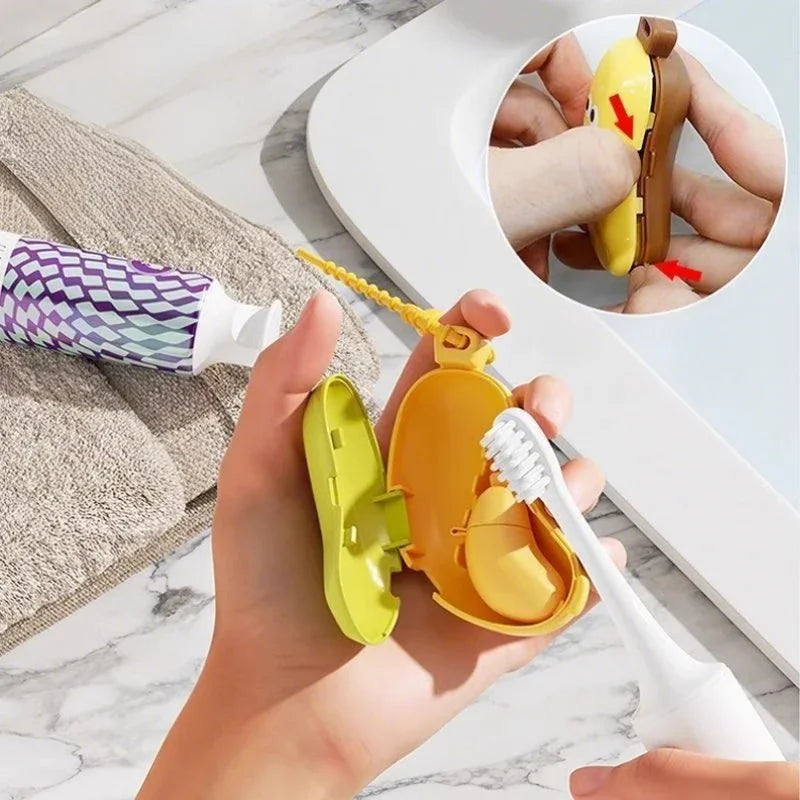 Banana Toothbrush Head Protective Cover With Toothpaste Compartment Toothbrush Dust Clamp Portable Travel Style Storage Box Oasis Select