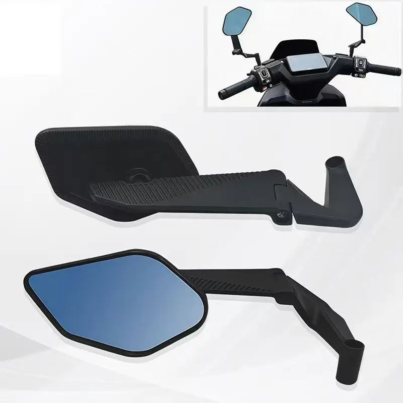 Motorcycle and Electric Bike Folding Universal Adjustable Aluminum Alloy Rearview Mirror with Wind Deflector Oasis Select B