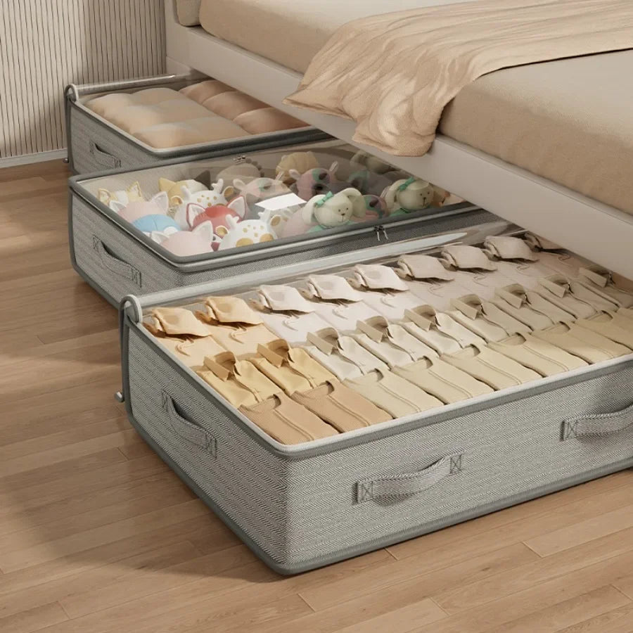 Foldable Under Bed Storage Bins-Rectangle Organizer Containers for Sweaters, Linens & Clothes, Space-Saving Fabric Storage Boxes Oasis Select